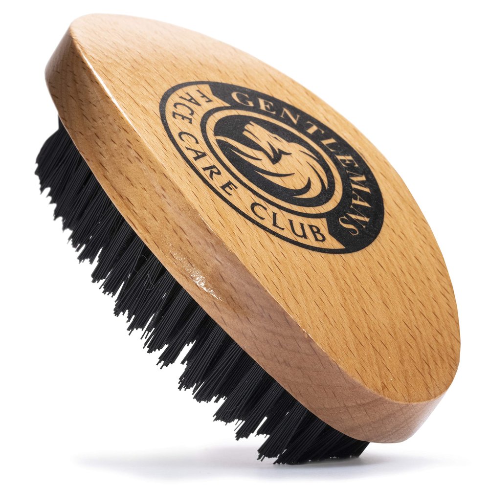 Gentlemans Face Care Club Vegan Friendly Beard Brush For Men - 100% Cruelty Free Synthetic Bristle With Beech Wood Handle - Shape And Style Your Beard + Use With Beard Oil, Balm Or Wax