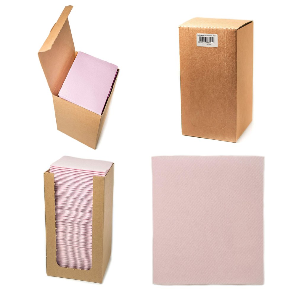 Alvotex CHIC Airlaid 100 Coctail Napkins, 1/4 Fold Fabric-Like, Disposable Napkins, Pink, 20 x 20 cm