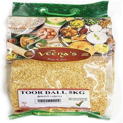 Veenas Toor Dall Plain 5KG | toor dal | Plain Toor Dal | Natural | Vegan | High Fibre | High Protein