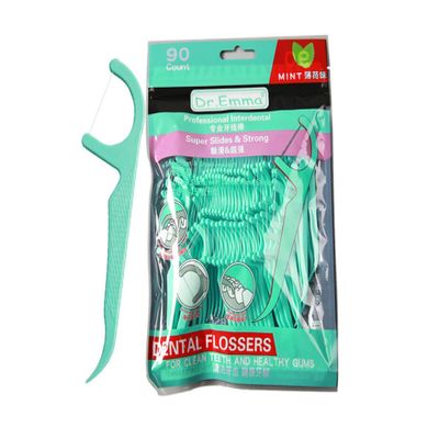 90 Premium Dental Floss Stick Mint Flavour, Strong No Shred, Vegan Floss Best for Gingivitis Gum Disease Treatment, Bleeding Gums, Bad Breath Relief & Teeth Cleaning Hygienist Care- Pack