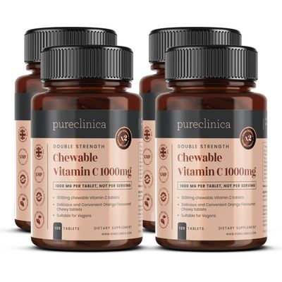 Double Strength Chewable Vitamin C 1000mg x 480 Tablets (4 Bottles of 120 Tablets) - 16 Months Supply