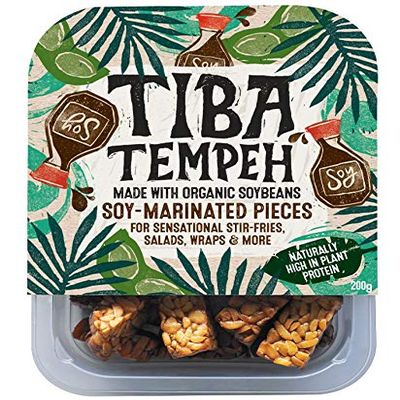 Tiba Tempeh Organic Soy-Marinated Pieces 200g (Pack of 4). Natural Plant-Based Protein.
