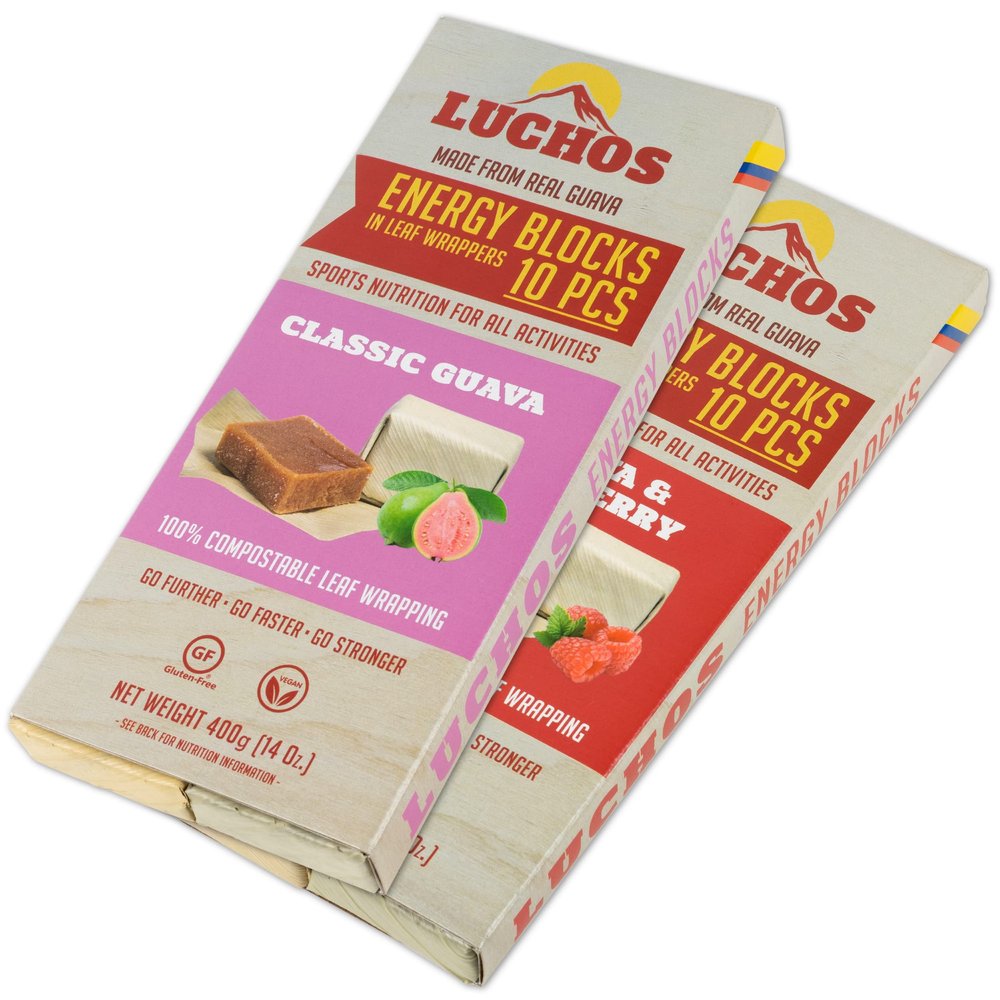 LUCHOS Energy Blocks - Guava & Raspberry 2 x 400 g | Colombian On-the-Go Sports Nutrition for Running, Cycling & Hiking | A Natural Alternative to Bars & Gels | Vegan, Gluten Free & Easy to Digest