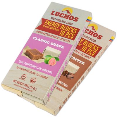 LUCHOS Energy Blocks - Guava & Coffee, 2 x 400 g | Colombian On-the-Go Sports Nutrition for Running, Cycling & Hiking | A Natural Alternative to Bars & Gels | Vegan, Gluten Free & Easy to Digest