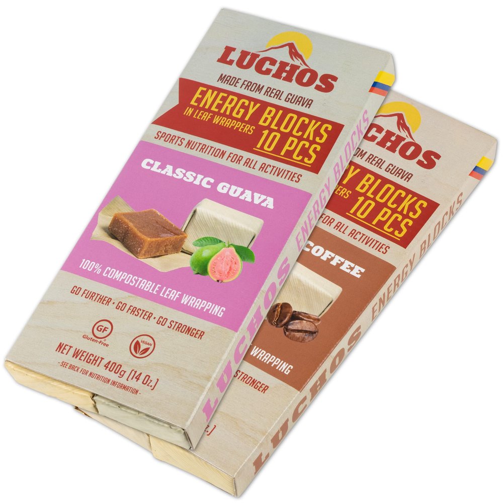 LUCHOS Energy Blocks - Guava & Coffee, 2 x 400 g | Colombian On-the-Go Sports Nutrition for Running, Cycling & Hiking | A Natural Alternative to Bars & Gels | Vegan, Gluten Free & Easy to Digest