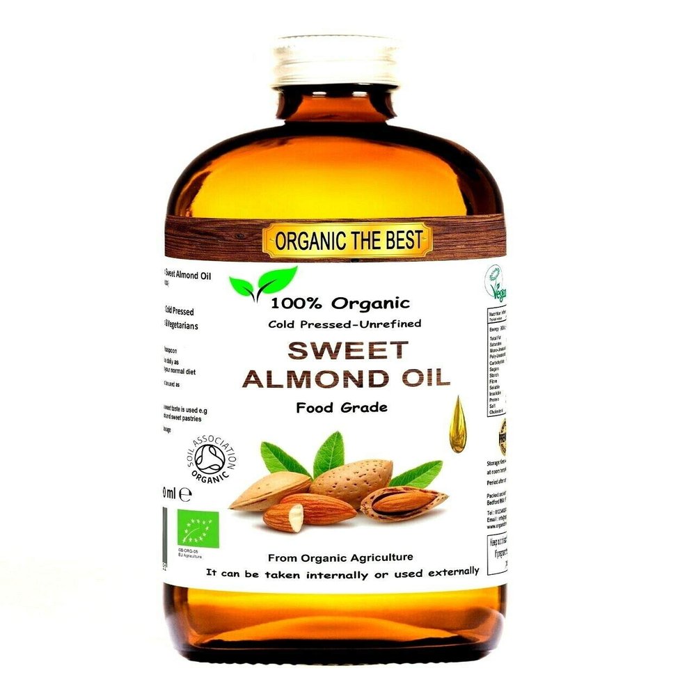 Sweet Almond Oil Certified Organic 240 ml Vegan, Edible & Cosmetic, Massage