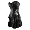 KHDFYER Lingerie for Sex Faux Leather Corset Dress Black Strapless Clubwear Zip Body Shaper Outfit Sexy Pole Dancing Mini Skirt Party Dress Top & Skirt-Black_M view 2