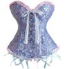 KHDFYER Sexy Lingerie for Sex Sexy Satin Floral Gothic Lace Up Boned Overbust Corset Bustier Waist Trainer Plus Size S-6Xl with G-String-A_5XL view 2
