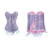 KHDFYER Sexy Lingerie for Sex Sexy Satin Floral Gothic Lace Up Boned Overbust Corset Bustier Waist Trainer Plus Size S-6Xl with G-String-A_5XL view 3