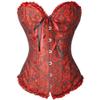 KHDFYER Step One Underwear Sexy Satin Floral Gothic Lace Up Boned Overbust Corset Bustier Waist Trainer Plus Size S-6Xl with G-String-C_XL view 2