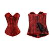 KHDFYER Step One Underwear Sexy Satin Floral Gothic Lace Up Boned Overbust Corset Bustier Waist Trainer Plus Size S-6Xl with G-String-C_XL view 3