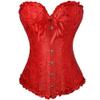 KHDFYER Dominatrixs Outfits for Women Sexy Satin Floral Gothic Lace Up Boned Overbust Corset Bustier Waist Trainer Plus Size S-6Xl with G-String-Red_S view 2
