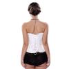 KHDFYER Sexy Lingerie for Sex Sexy Satin Floral Gothic Lace Up Boned Overbust Corset Bustier Waist Trainer Plus Size S-6Xl with G-String-White_XXXL view 2