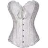 KHDFYER Sexy Lingerie for Sex Sexy Satin Floral Gothic Lace Up Boned Overbust Corset Bustier Waist Trainer Plus Size S-6Xl with G-String-White_XXXL view 3
