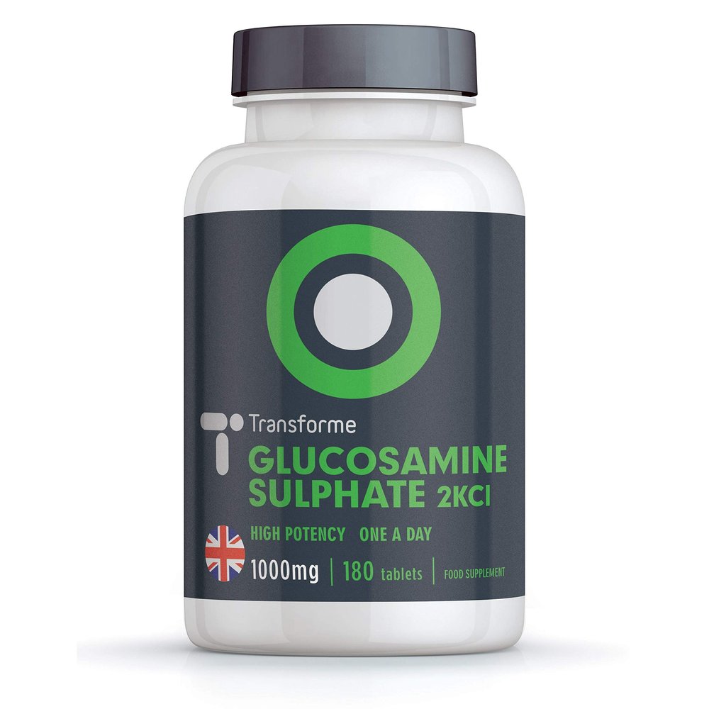 Glucosamine Sulphate 1000mg 180 Tablets, 2KCl, Vegetarian, Vegan, 6 Month Supply, UK Made, by Transforme