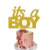 It's a Boy Cake Topper - Baby Shower Toppers - Gender Reveal Cake Decorations - Double Sided Glitter Card (GOLD) view 1