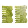 Jade Gua Sha Scraping Massage Tool Hand Made Jade Guasha Board, Tools for SPA Acupuncture Therapy Trigger Point Treatment on Face Arm Foot Small(Comb)Green,Wavy 1 view 1