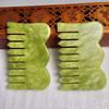 Jade Gua Sha Scraping Massage Tool Hand Made Jade Guasha Board, Tools for SPA Acupuncture Therapy Trigger Point Treatment on Face Arm Foot Small(Comb)Green,Wavy 1 view 2