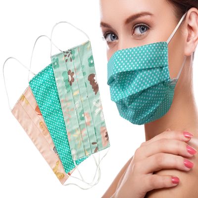 Lilind 3 Pack Cloth Face Masks, Comfortable Gift, Handmade in UK, Breathable, Soft, Reusable and Washable Covering, 100% Cotton, Mix Green
