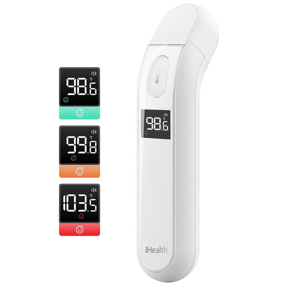 iHealth Infrared Forehead Thermometer for Adults and Kids - Touchless Digital Baby Device with Fever Indicator, Non Contact (PT2L)