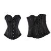 KHDFYER Fetisch Sex Clothes Women Sexy Satin Floral Gothic Lace Up Boned Overbust Corset Bustier Waist Trainer Plus Size S-6Xl with G-String-Black_XXXL view 2