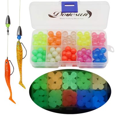 Dovesun Fishing Beads Assorted Beads Fishing Bait Eggs 10 Colors A-Glow in Dark 0.39in(120pcs)