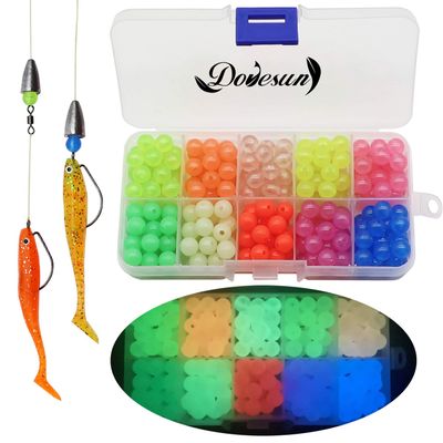 Dovesun Fishing Beads Assorted Beads Fishing Bait Eggs 10 Colors A-Glow in Dark 0.32in(250pcs)