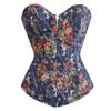 KHDFYER Sexy Lingerie for Men Floral Print Corset Gothic Steampunk Bodice Denim Sexy Lingerie Corsage Overbust Corsets and Bustiers Slimming Shaperwear-Blue_S view 2