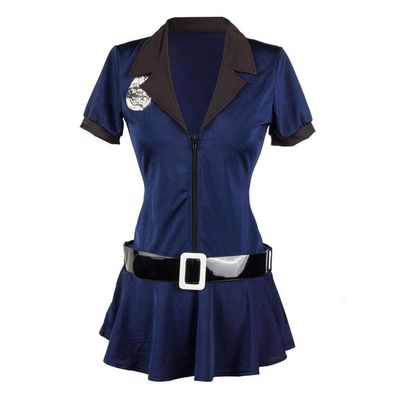KHDFYER Sexy Nightwear Women Sexy Female Police Costume Cosplay Ladies Cop Officer Uinform Halloween Party Policeman Fancy Dress-Blue_S