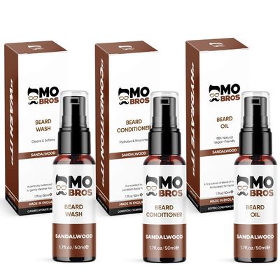 Beard Wash, Conditioner & Oil Pack | Cleanse | Soften Beards | Moisturise | 50ml (Sandalwood)