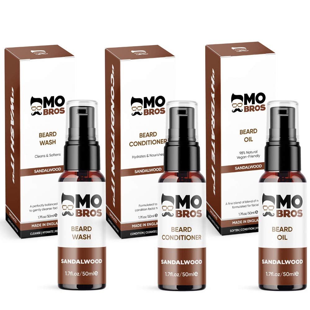 Beard Wash, Conditioner & Oil Pack | Cleanse | Soften Beards | Moisturise | 50ml (Sandalwood)