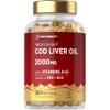 Cod Liver Oil Capsules High Strength | 2000mg | 360 Softgel Pills | Rich in Omega 3, Vitamins A & D | Supplement with 171mg of DHA and 151mg of EPA | by Horbaach view 1