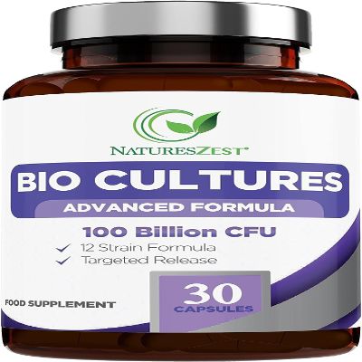 Bio Cultures Complex Probiotics 100 Billion CFU with Prebiotics Lactobacillus Plantarum & Saccharomyces Boulardii Probiotic - 30 Vegan Capsules Probiotics for Women & Men Packaging May Vary