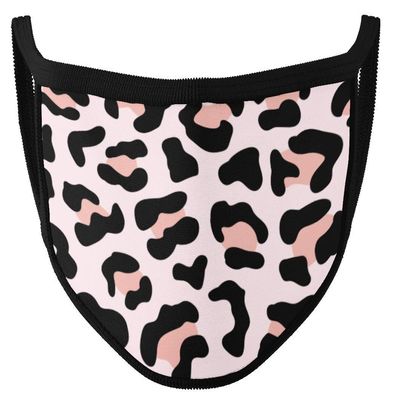 Handmade Design Face Mask - Fashion Mask Leo Print Pattern Made of Fabric with Motif - Everyday Mask Made of Cotton for Adults (Cuddly Cat)