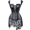 KHDFYER Sexy Outfits for Women Sexy Lingerie Women Black Faux Leather&Lace Burlesque Steampunk Corset Dress Waist Gothic Bustier Corpet Plus Size-Black_6XL view 1