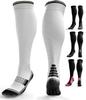 aZengear Compression Socks (20-30mmHg) Anti DVT Air Flying Knee-High Flight Travel Stockings, Swollen Legs, Varicose Veins, Running, Shin Splints Calf Pressure Support, Sports (White Grey S/M) view 1
