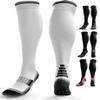 aZengear Compression Socks (20-30mmHg) Anti DVT Air Flying Knee-High Flight Travel Stockings, Swollen Legs, Varicose Veins, Running, Shin Splints Calf Pressure Support, Sports (White Grey, L/XL) view 1