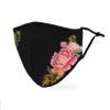 Weddingstar Washable Cloth Face Mask Reusable and Adjustable Protective Fabric Face Cover w/Dust Filter Pocket - Black Modern Floral view 1