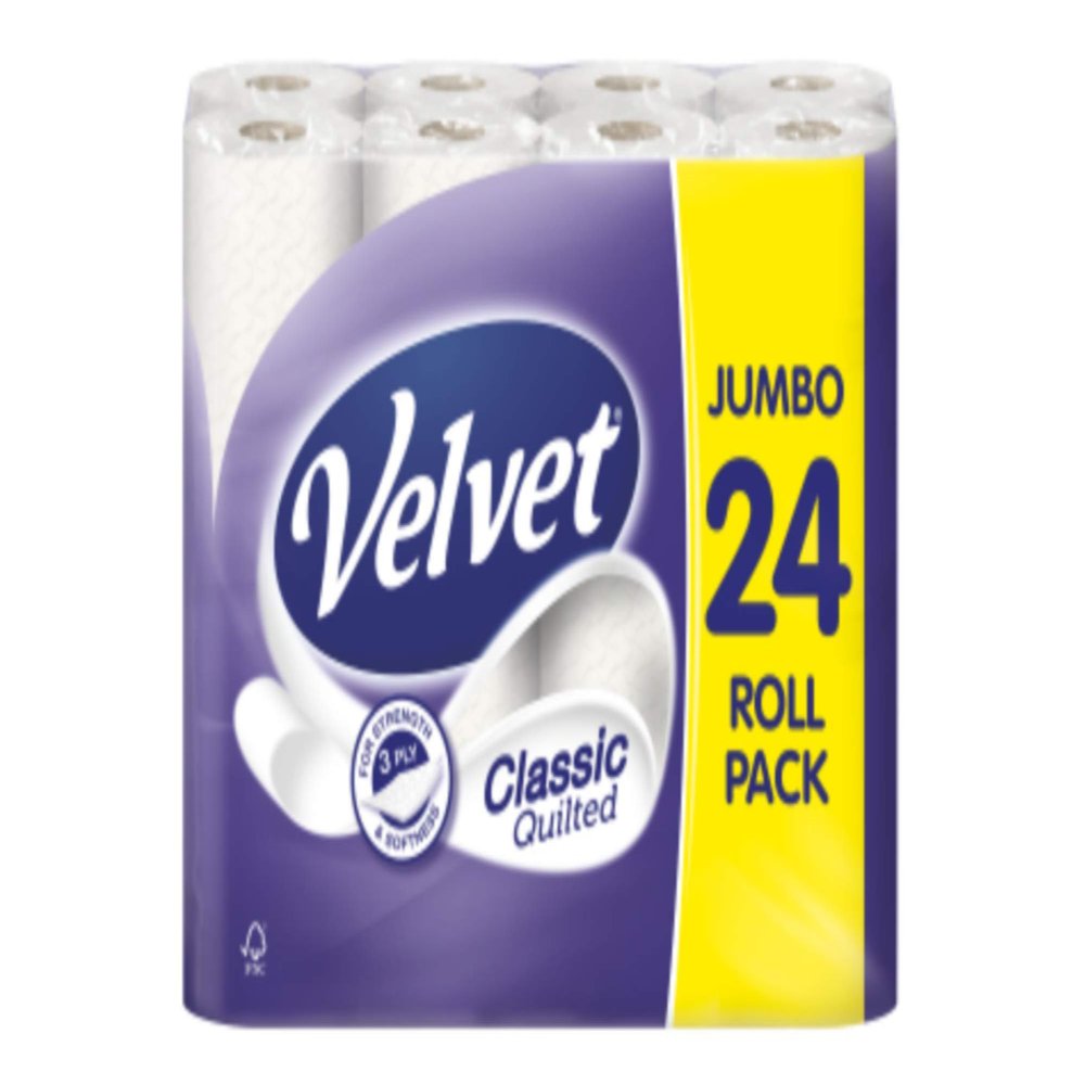 24 Velvet Quilted Toilet Rolls