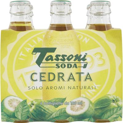 Cedrata Tassoni Soda - 24x 180ml Glass Bottles - Refreshing Italian Sparkling Drink - Best Served Over Ice with a Slice of Lemon - Traditional Italian Soft Drinks