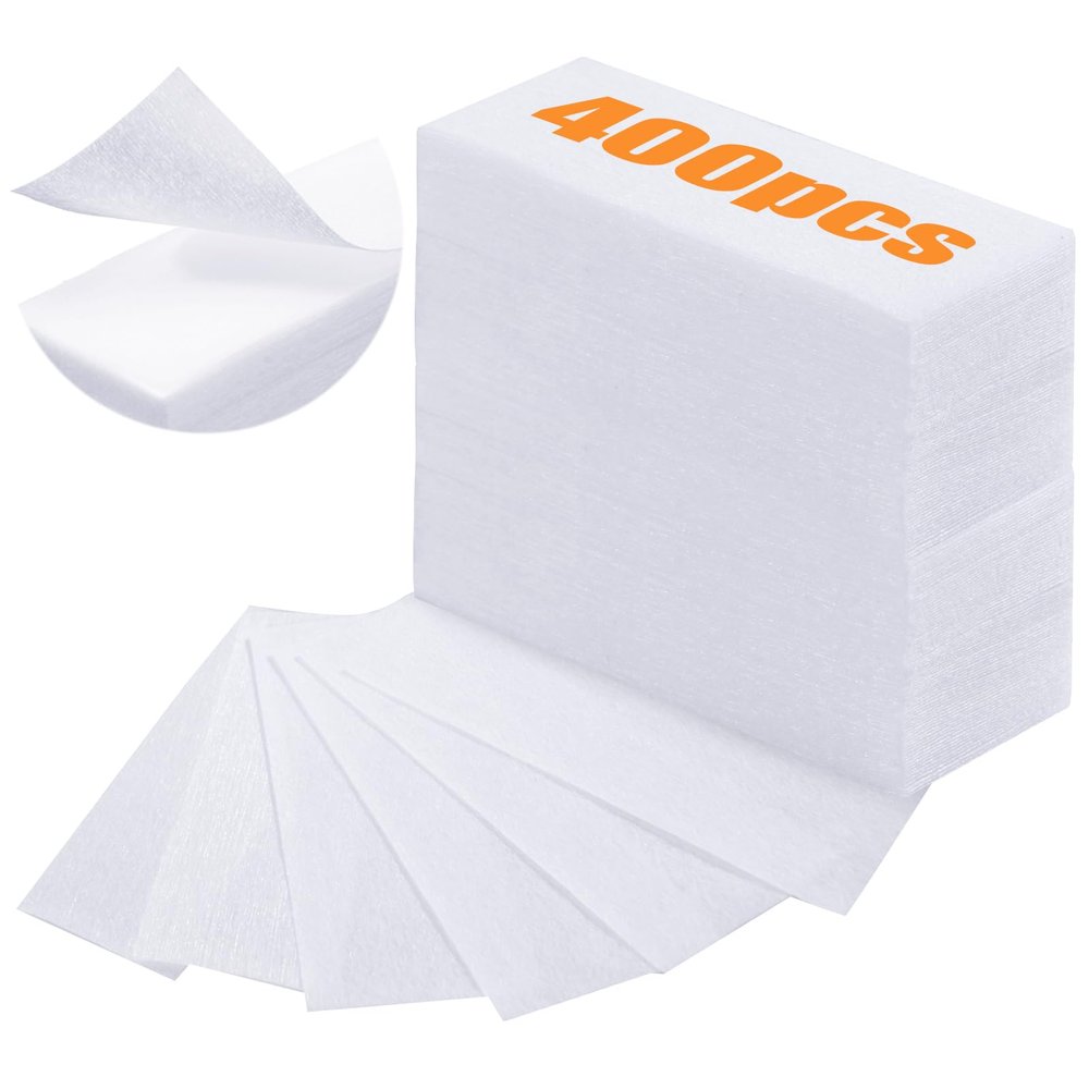 400 Pcs Non Woven Wax Strips White Waxing Strips Paper for Women Men Body Face Eyebrow Hair Arms Legs Removal Gentle Effective 3.9 x 1.5 Inch