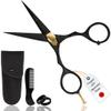 ONTAKI Beard Moustache Scissors 5.5" Professional Japanese Steel Comb, Carrying Pouch Beard Mustache Trimming Hand Forged Bevel Edge Precision Men Facial Hair Grooming Kit Body Facial Hair Black Gold view 1