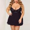 Babydolls Sexy Lingerie Sleepwear Large Size Night Dress Lingerie Women Babydoll Nightwear Sexy Lace Nightdress Underwear G-String Set-Black_M view 3