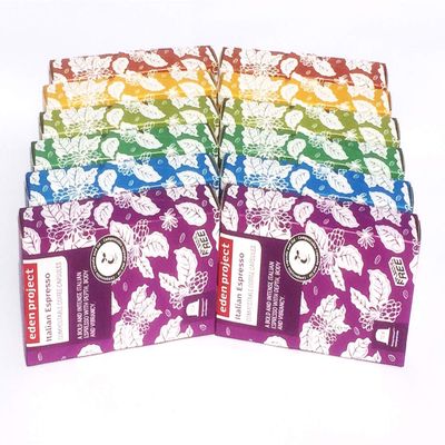 120 Eden Project PLASTIC FREE Nespresso Compatible "Rainbow" coffee capsules. 20 Italian Espresso, 20 Decaf, 20 Guatemala, 20 Gusto Espresso, 20 Colombia, 20 Costa Rica.