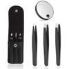 3Pcs Eyebrow Tweezers & 10x Magnification Mirror Set - Professional Stainless Steel Precision Plucking Tweezer for Eyebrows,Ingrown Hair,Facial Hair Remover,Beauty Tool for Women Men view 1