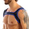 JEATHA Men's Neoprene Wide Shoulder Straps Chest Harness Belt Muscles Protector Clubwear Blue L view 2