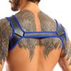 JEATHA Men's Neoprene Wide Shoulder Straps Chest Harness Belt Muscles Protector Clubwear Blue L view 3