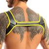 JEATHA Men's Neoprene Wide Shoulder Straps Chest Harness Belt Muscles Protector Clubwear Yellow M view 3