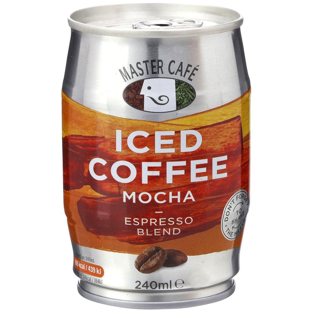 Master Caf Iced Coffee Cans Mocha 240ml x Pack of 12 - Full-Bodied Arabica & Robusta Coffe Bean Blend, Ready to Drink, Enjoy Cold or Iced Mocha Coffee