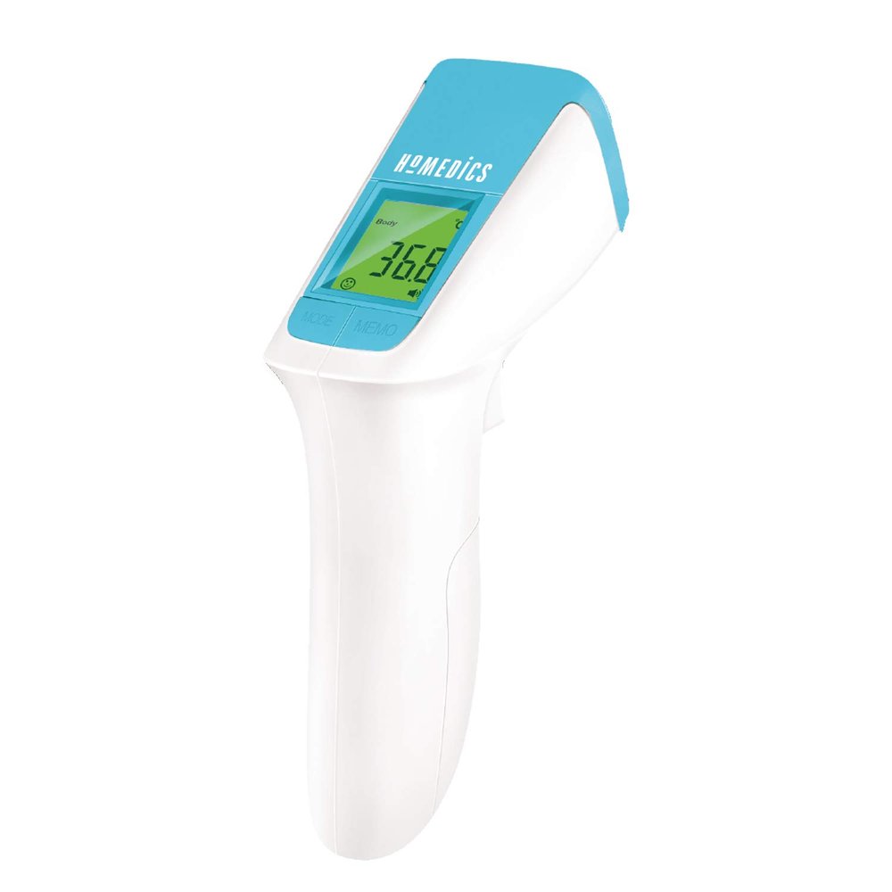 HoMedics No Contact Infrared Thermometer - Portable Contactless Forehead Temperature Reader, Temporal Scan Technology, Instant Measurement, Digital Green/Yellow/Red LCD Display, Fever Alarm, Portable